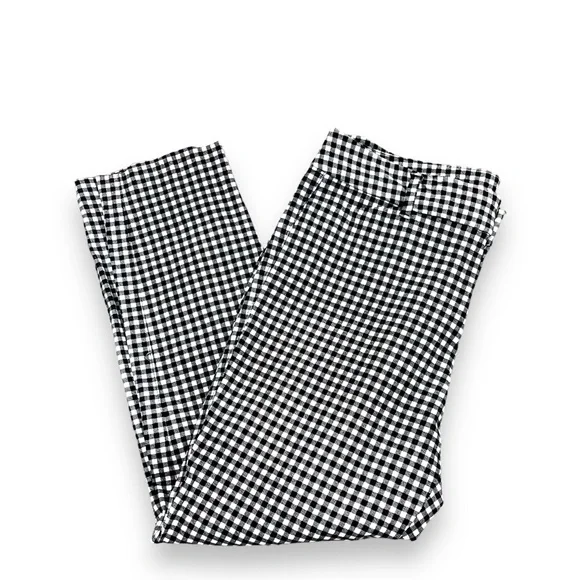 Old navy black and white checkered pull on pants with front pockets size 8 - Picture 2 of 7